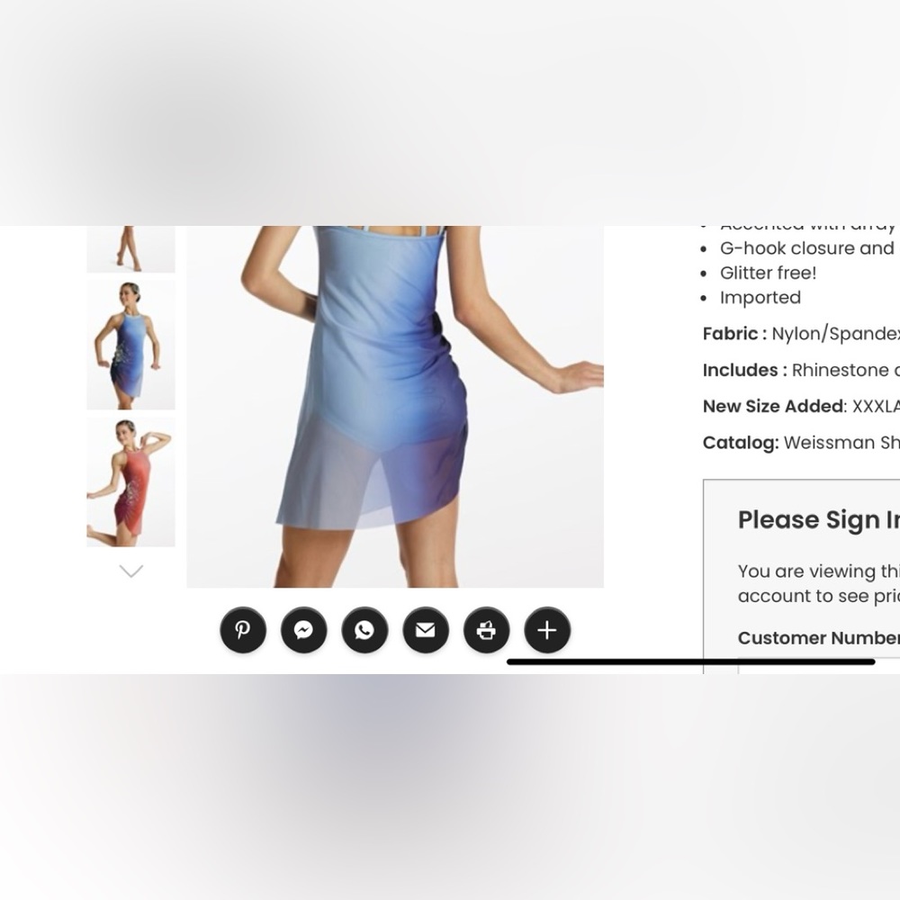New Adult Weissman, Lyrical, Blue Dance Costume - image 1